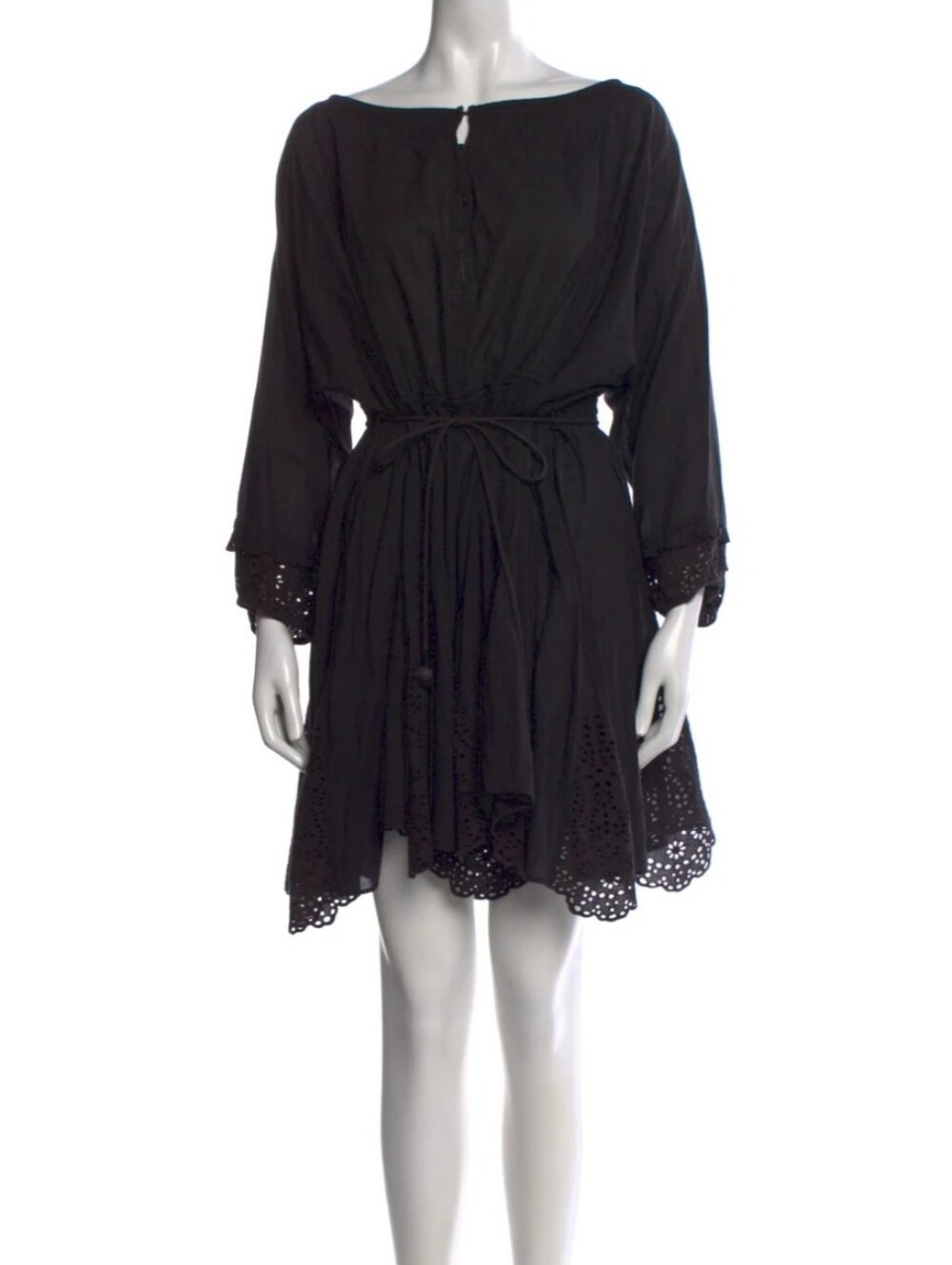 Apiece Apart Bateau Neckline Mini Dress Black Women's 2 Festival Party